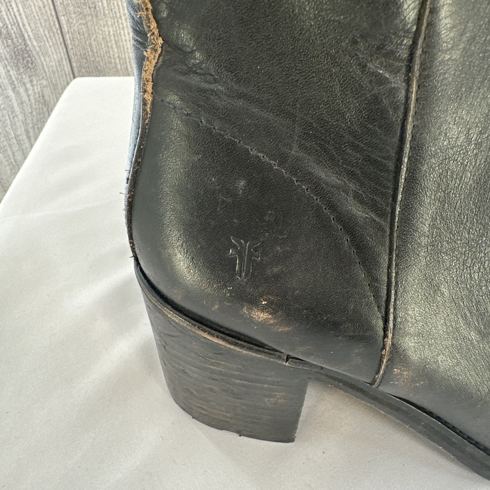 Frye Karen Booties Womens 9.5 Black Leather Intentionally Distressed Boot - Picture 5 of 13
